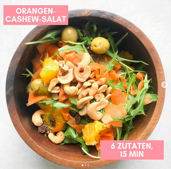 Vegane Rezepte zum Abnehmen - Cashew Orangen Salat